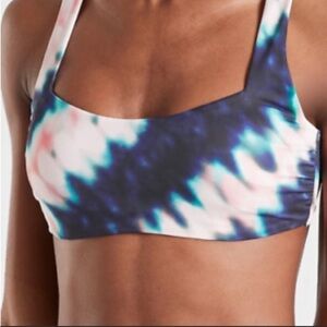 ATHLETA Tie Dye Bra Cup square neck Bikini Swim Top | Pink Blue Multi 40 D/DD